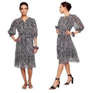 Banjanan - Midi Dress Black & White Abstract Print Sz S